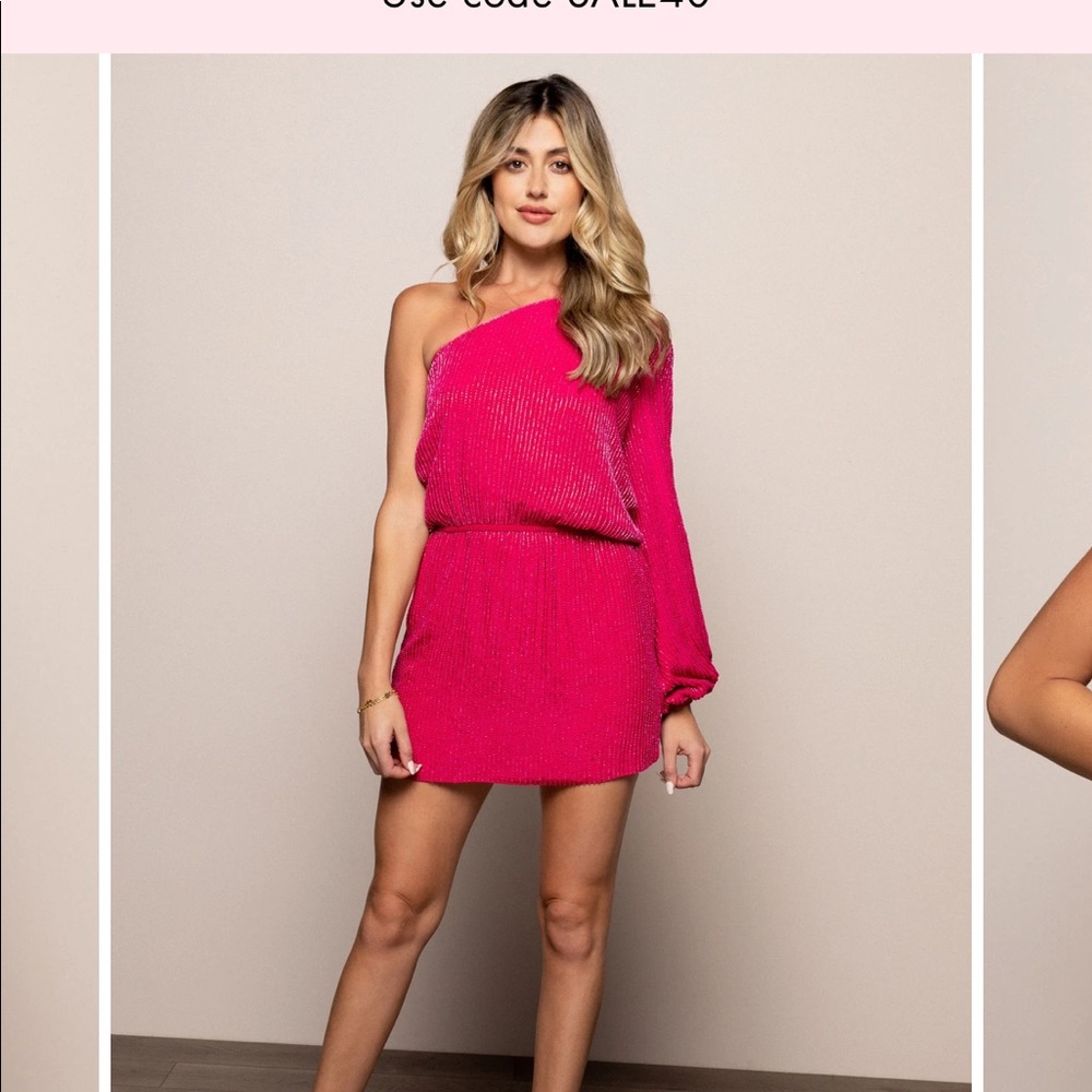 EUC Karina Grimaldi Pink Loli One Shoulder Dress (Size Small)